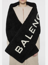 Balenciaga Black and White Shearling Scarf/ Shawl